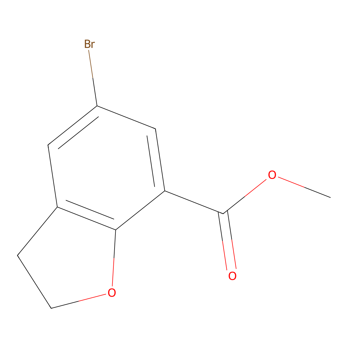 Methyl 5-bromo-2,3-dihydrobenzofuran-7-carboxylate molecular structure, CAS 252921-20-3