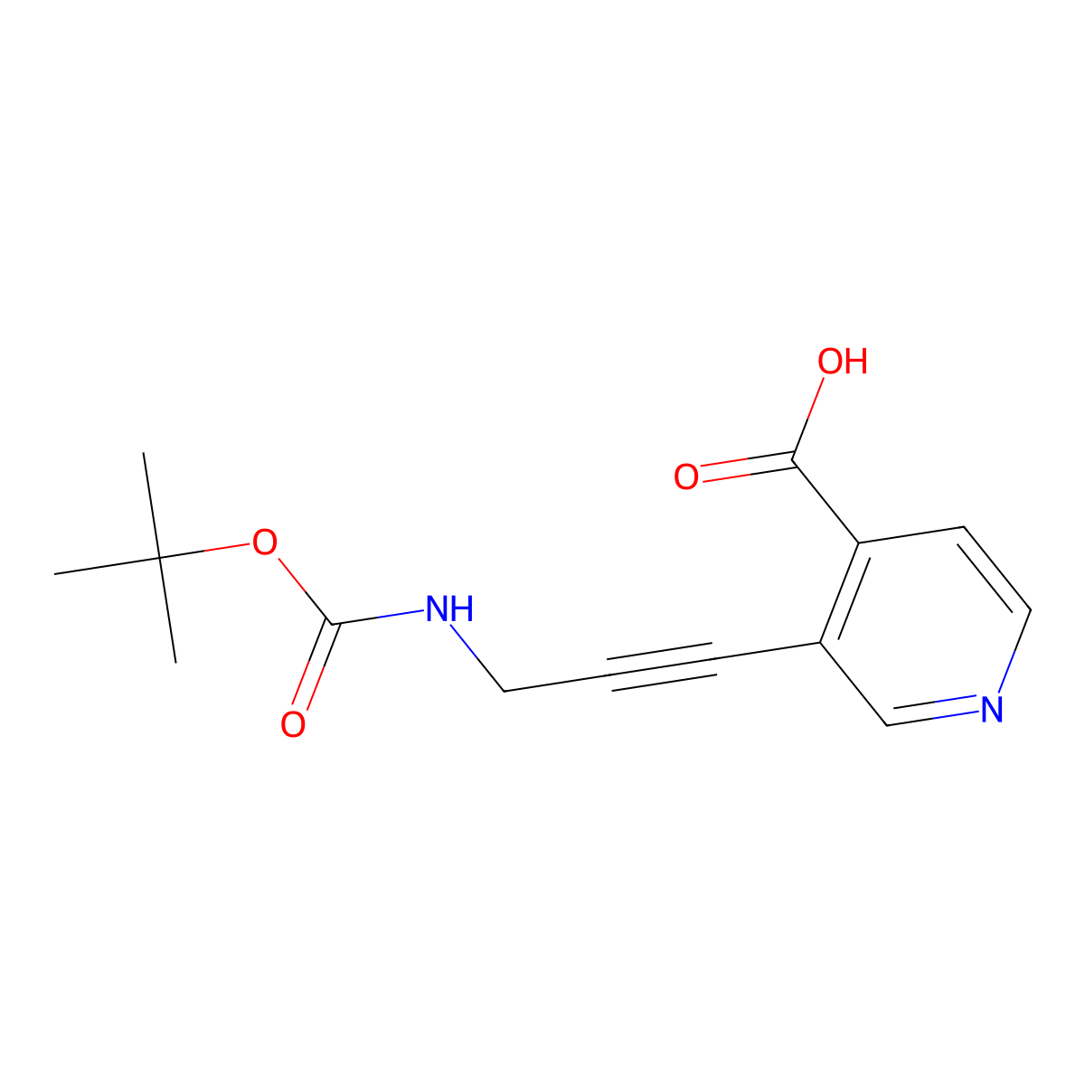 3-(3-{[(Tert-butoxy)carbonyl]amino}prop-1-yn-1-yl)pyridine-4-carboxylic acid molecular structure, CAS 2529406-21-9