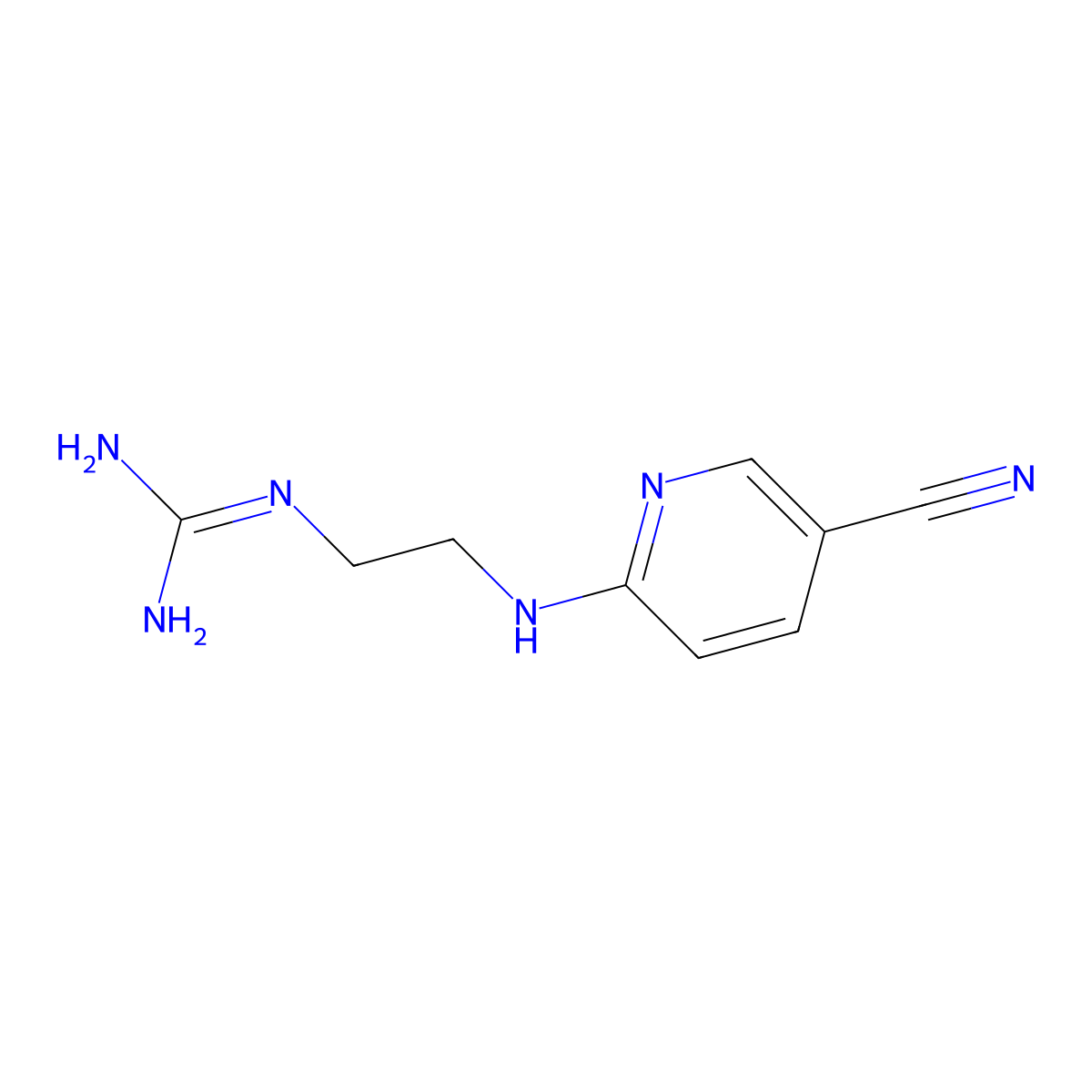 2-[2-[(5-Cyanopyridin-2-yl)amino]ethyl]guanidine molecular structure, CAS 252943-80-9