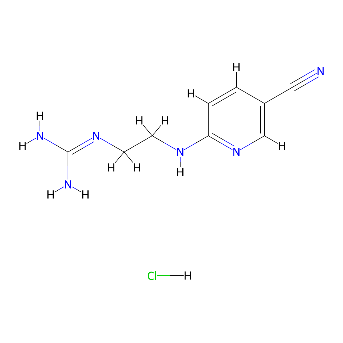 1-(2-((5-Cyanopyridin-2-yl)amino)ethyl)guanidine hydrochloride molecular structure, CAS 252950-22-4