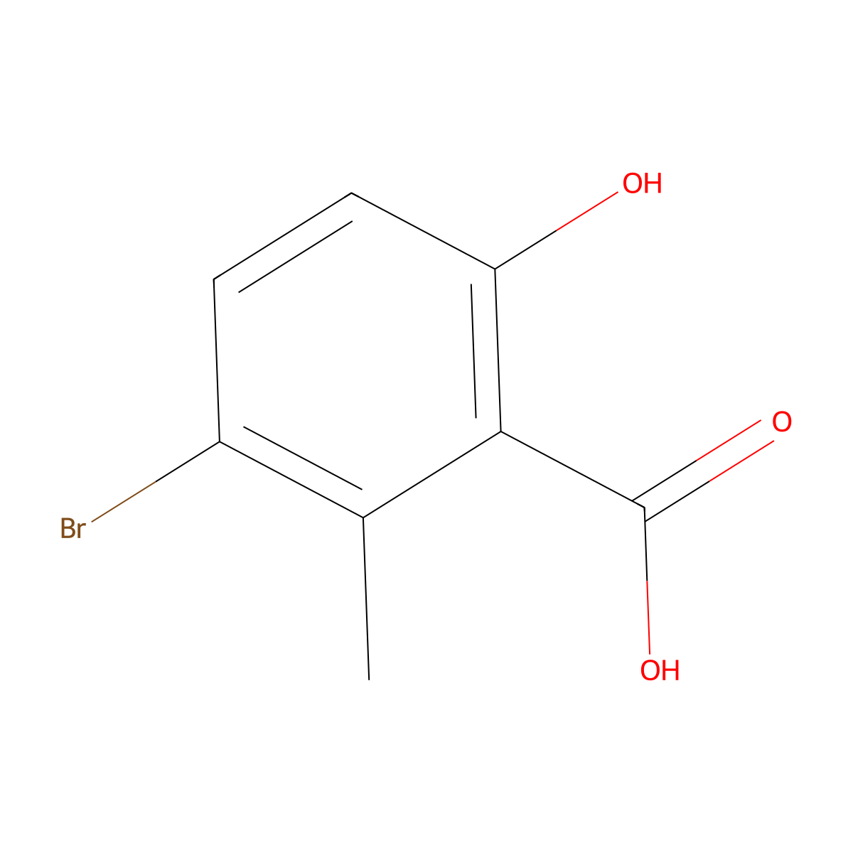 3-Bromo-6-hydroxy-2-methylbenzoic acid molecular structure, CAS 252955-18-3