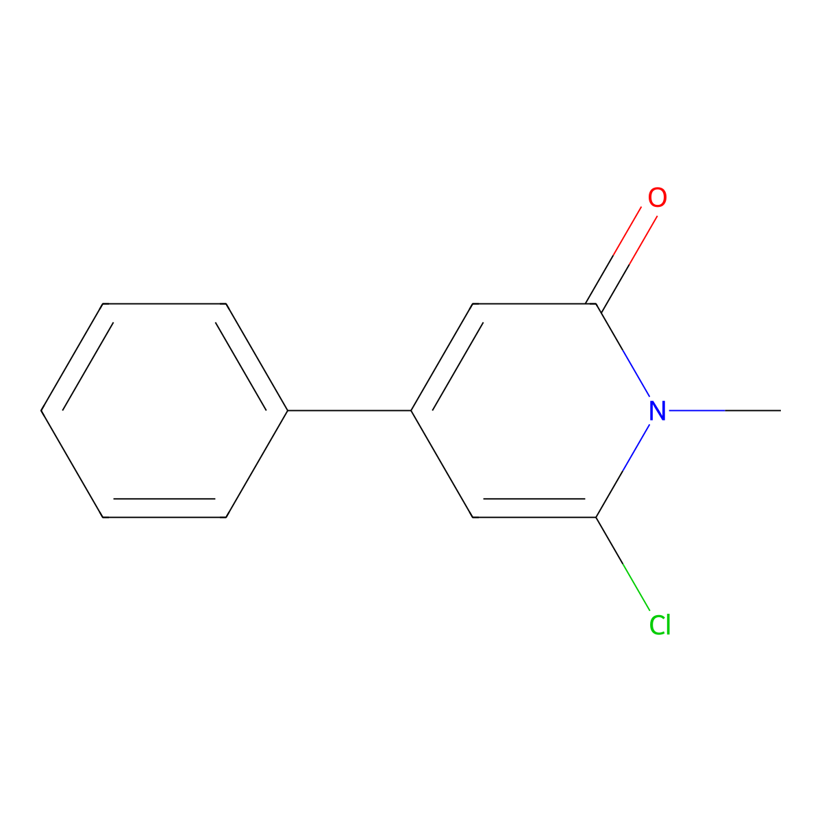 6-Chloro-1-methyl-4-phenylpyridin-2(1H)-one molecular structure, CAS 25297-57-8