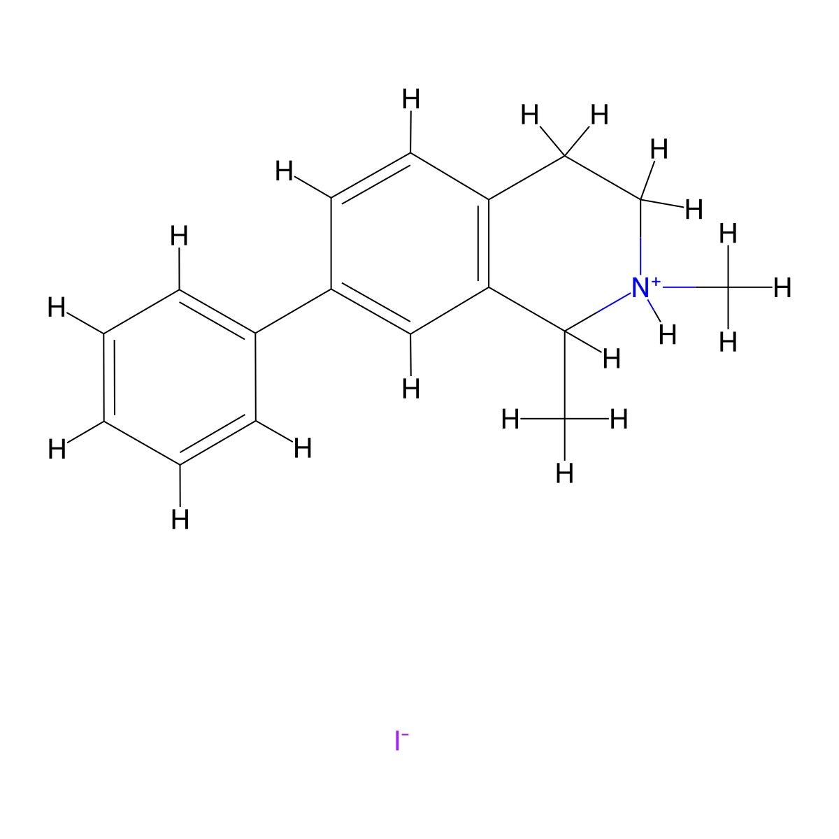 Isoquinoline, 1,2,3,4-tetrahydro-1,2-dimethyl-7-phenyl-, hydriodide molecular structure, CAS 25297-77-2