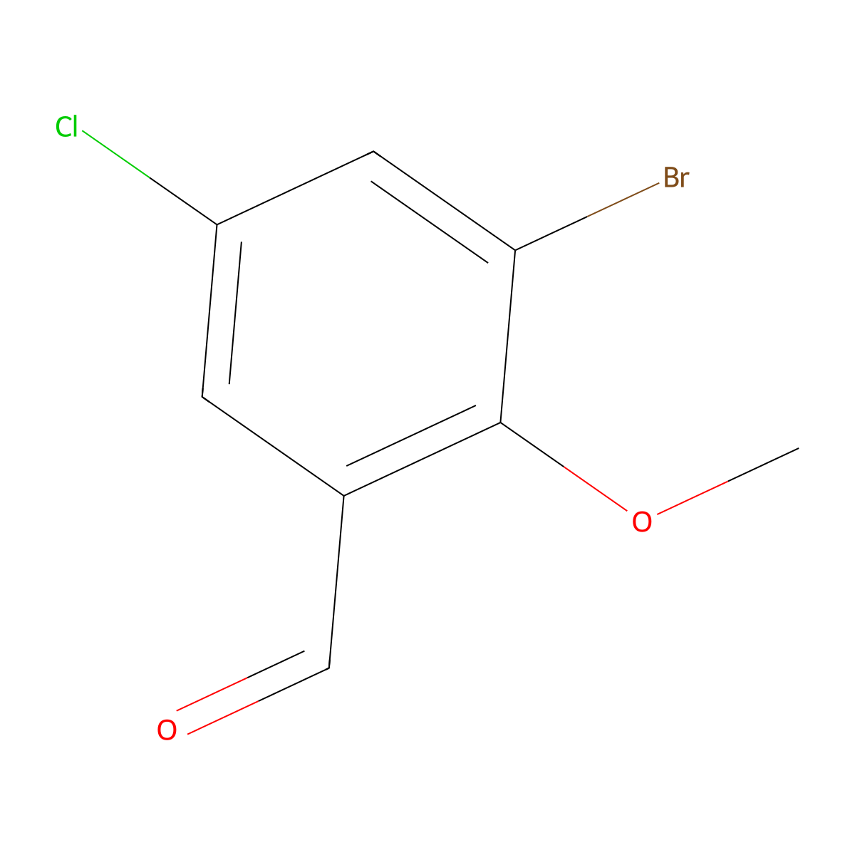 3-Bromo-5-chloro-2-methoxybenzaldehyde molecular structure, CAS 25299-26-7