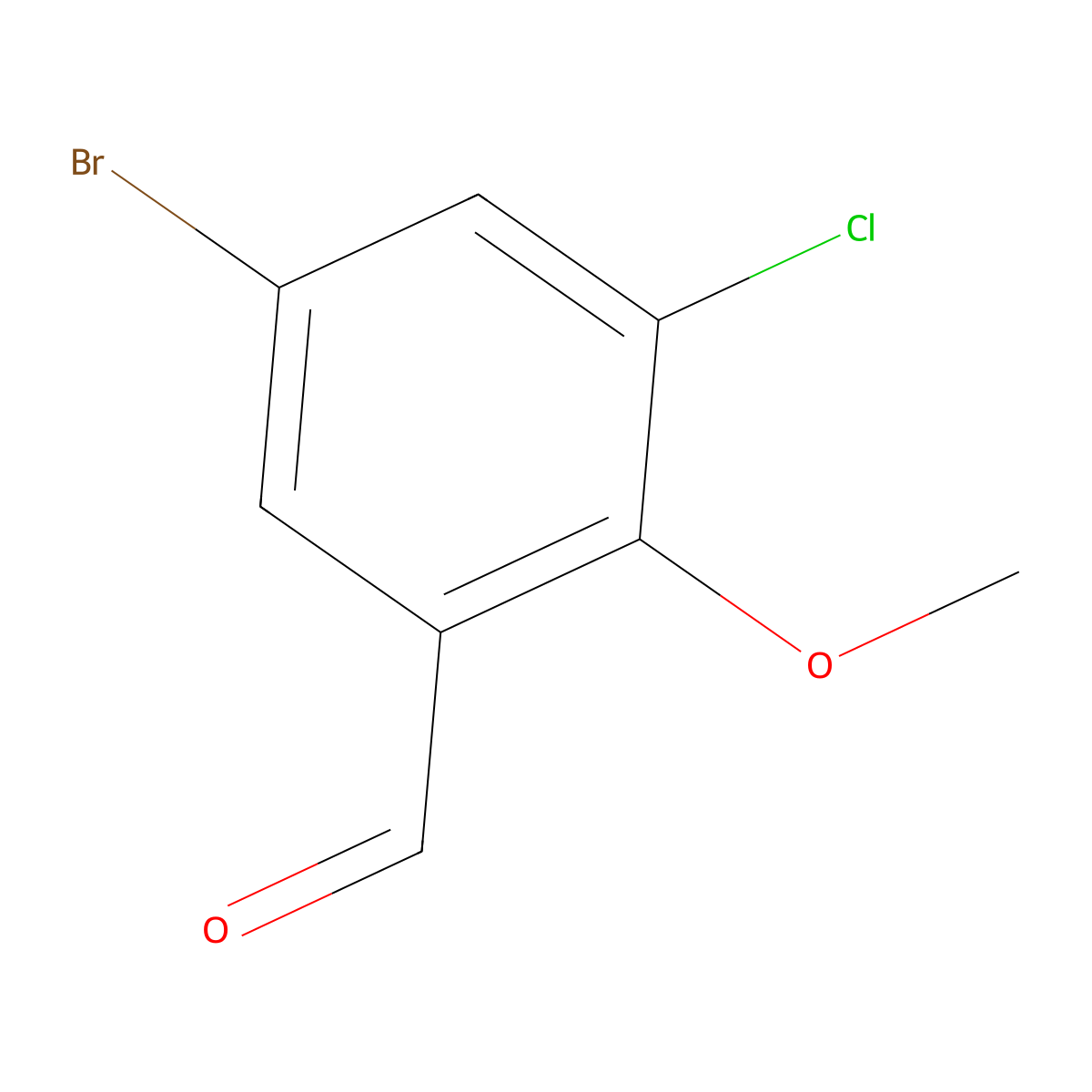 5-Bromo-3-chloro-2-methoxybenzaldehyde molecular structure, CAS 25299-27-8