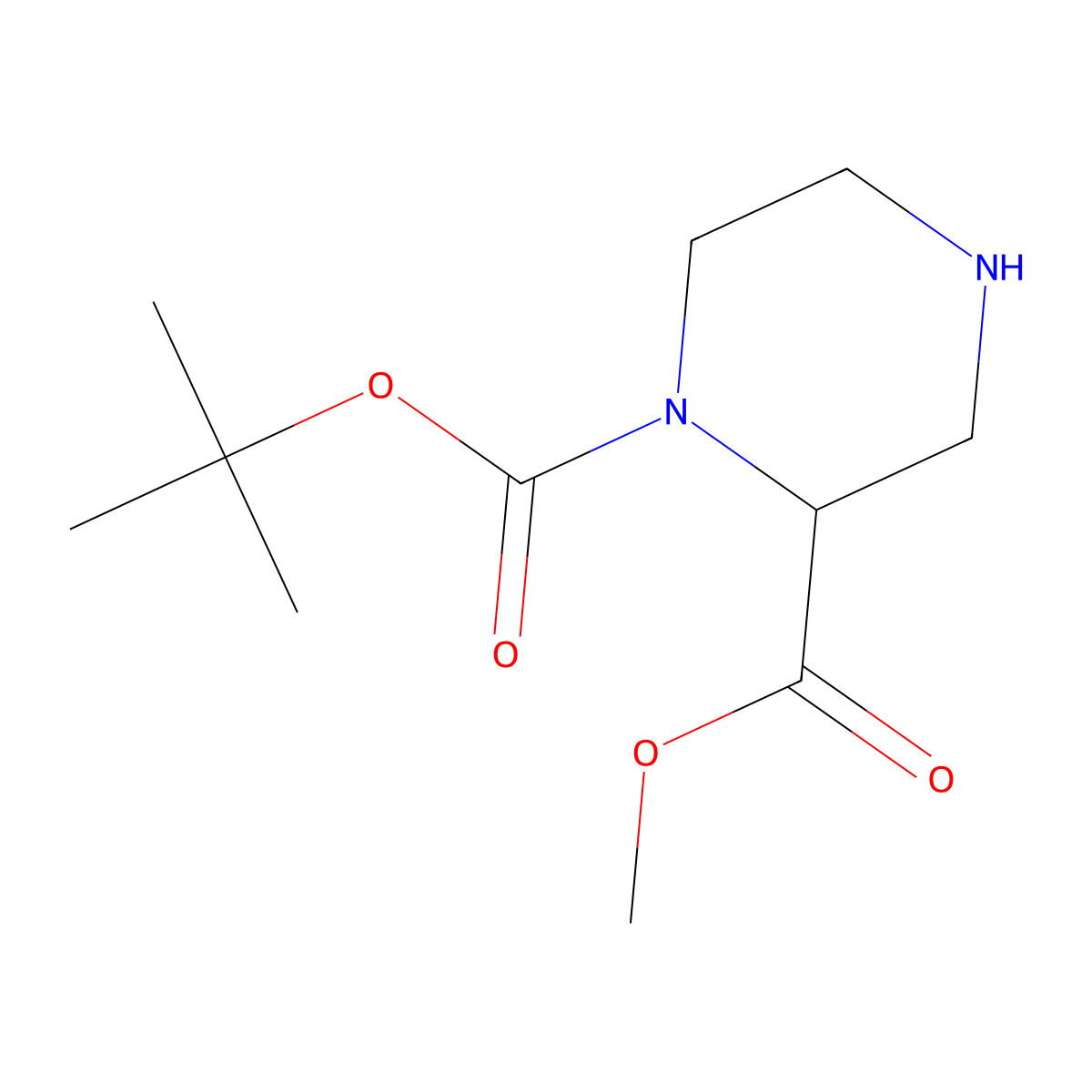 1-tert-Butyl 2-methyl (2R)-piperazine-1,2-dicarboxylate molecular structure, CAS 252990-05-9