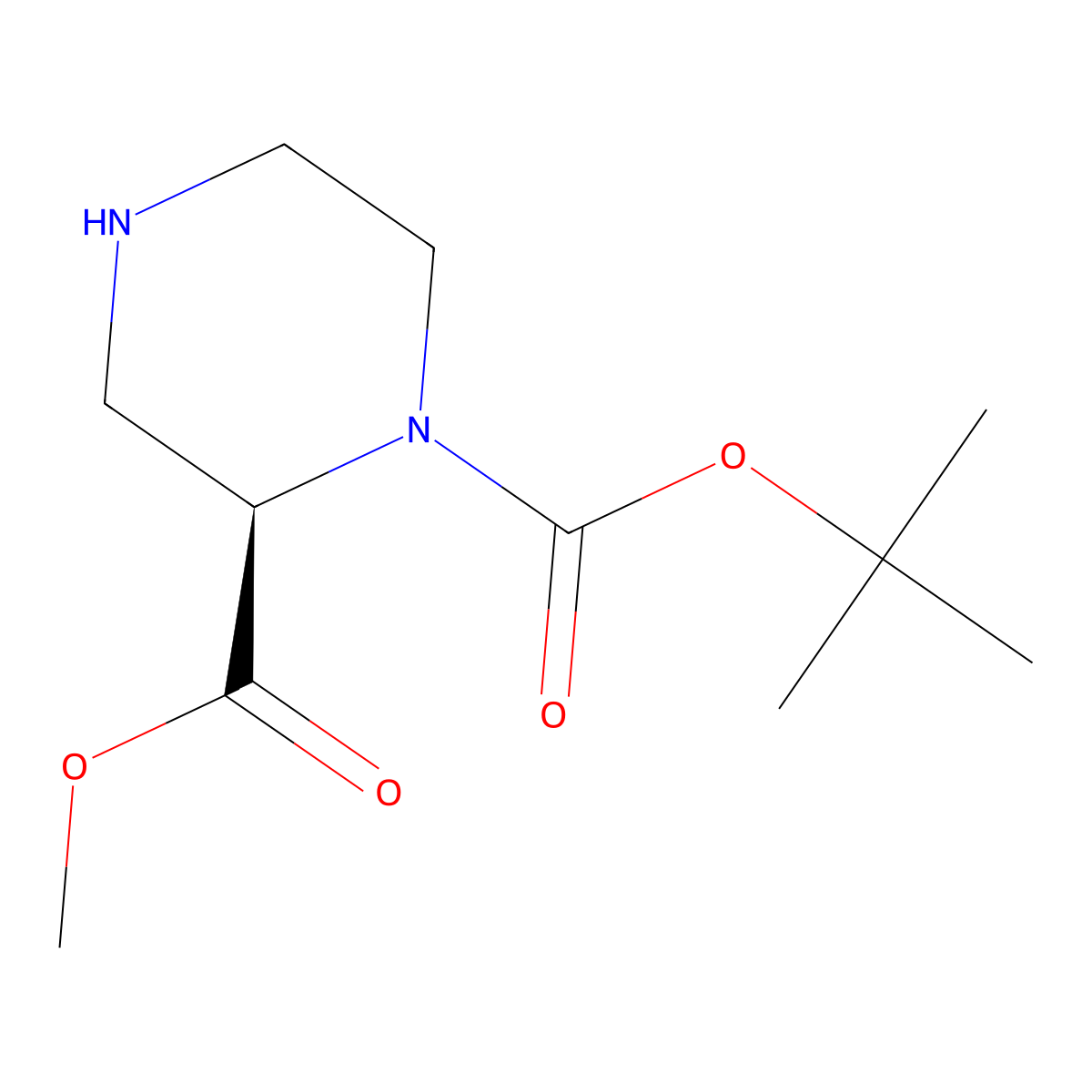 1-tert-Butyl 2-methyl (2R)-piperazine-1,2-dicarboxylate molecular structure, CAS 252990-05-9