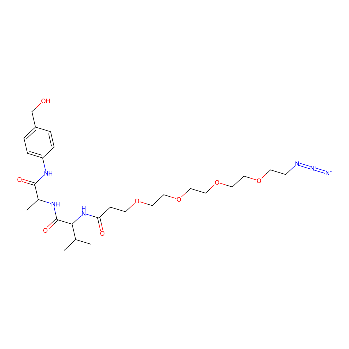 Azido-PEG4-Val-Ala-PAB molecular structure, CAS 2529982-76-9