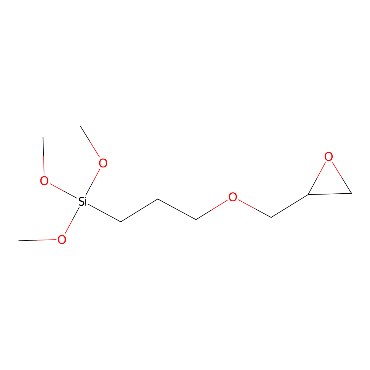 Glycidoxypropyltrimethoxysilane molecular structure, CAS 2530-83-8