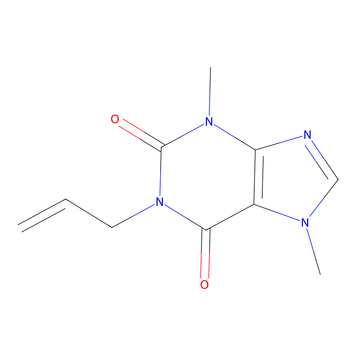 3,7-Dihydro-3,7-dimethyl-1-(2-propen-1-yl)-1H-purine-2,6-dione molecular structure, CAS 2530-99-6