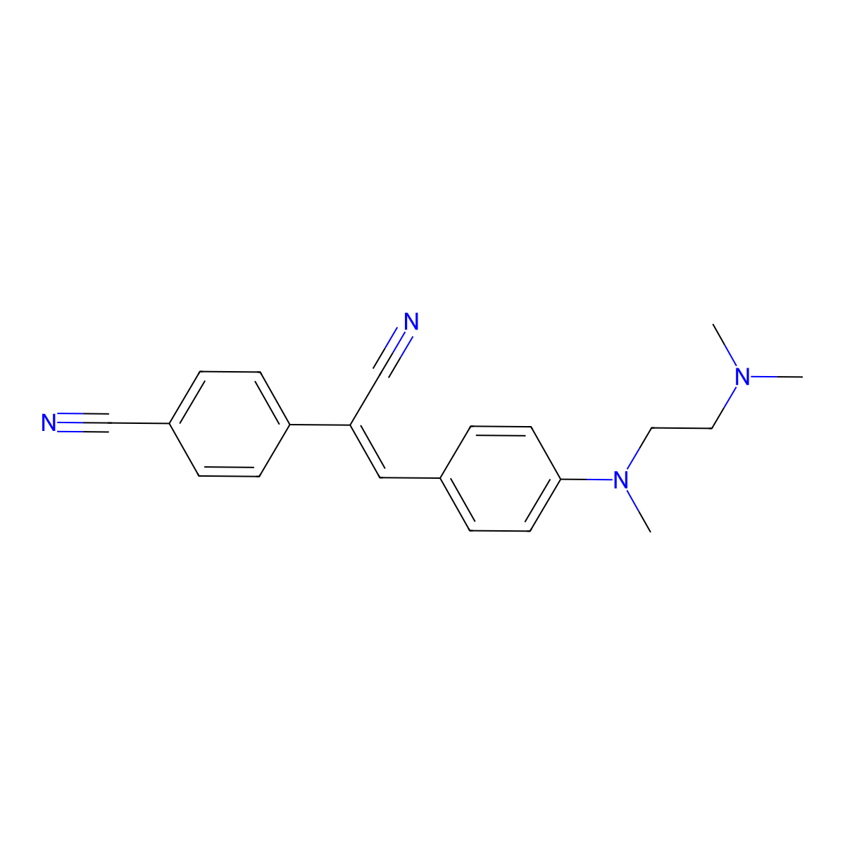 4-[(~{Z})-1-cyano-2-[4-[2-(dimethylamino)ethyl-methyl-amino]phenyl]ethenyl]benzenecarbonitrile molecular structure, CAS 2530161-67-0