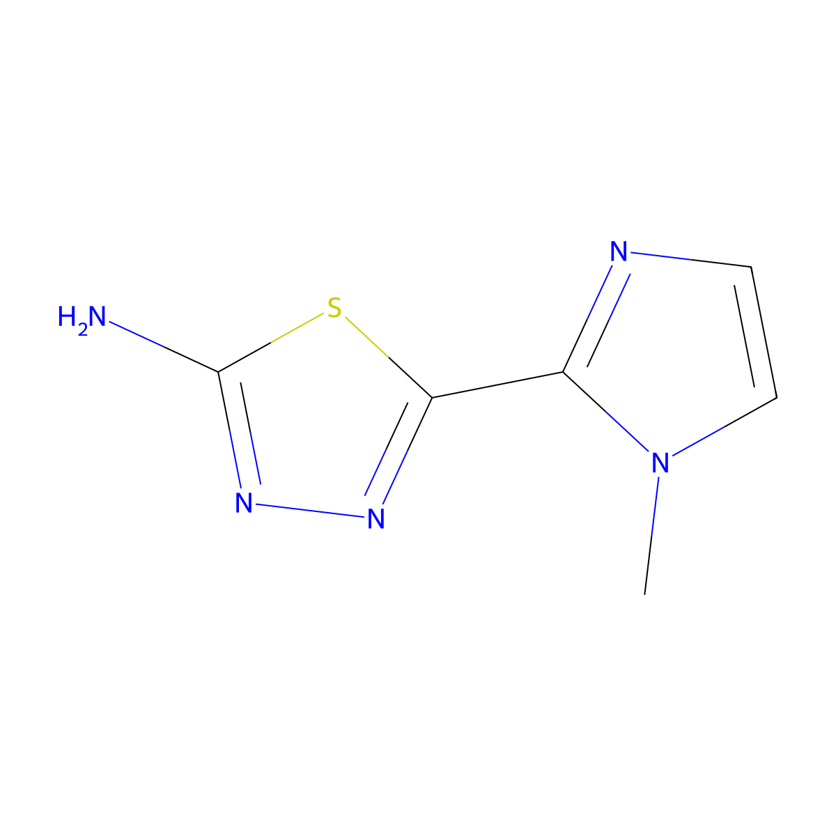 5-(1-methyl-1H-imidazol-2-yl)-1,3,4-thiadiazol-2-amine molecular structure, CAS 25306-10-9