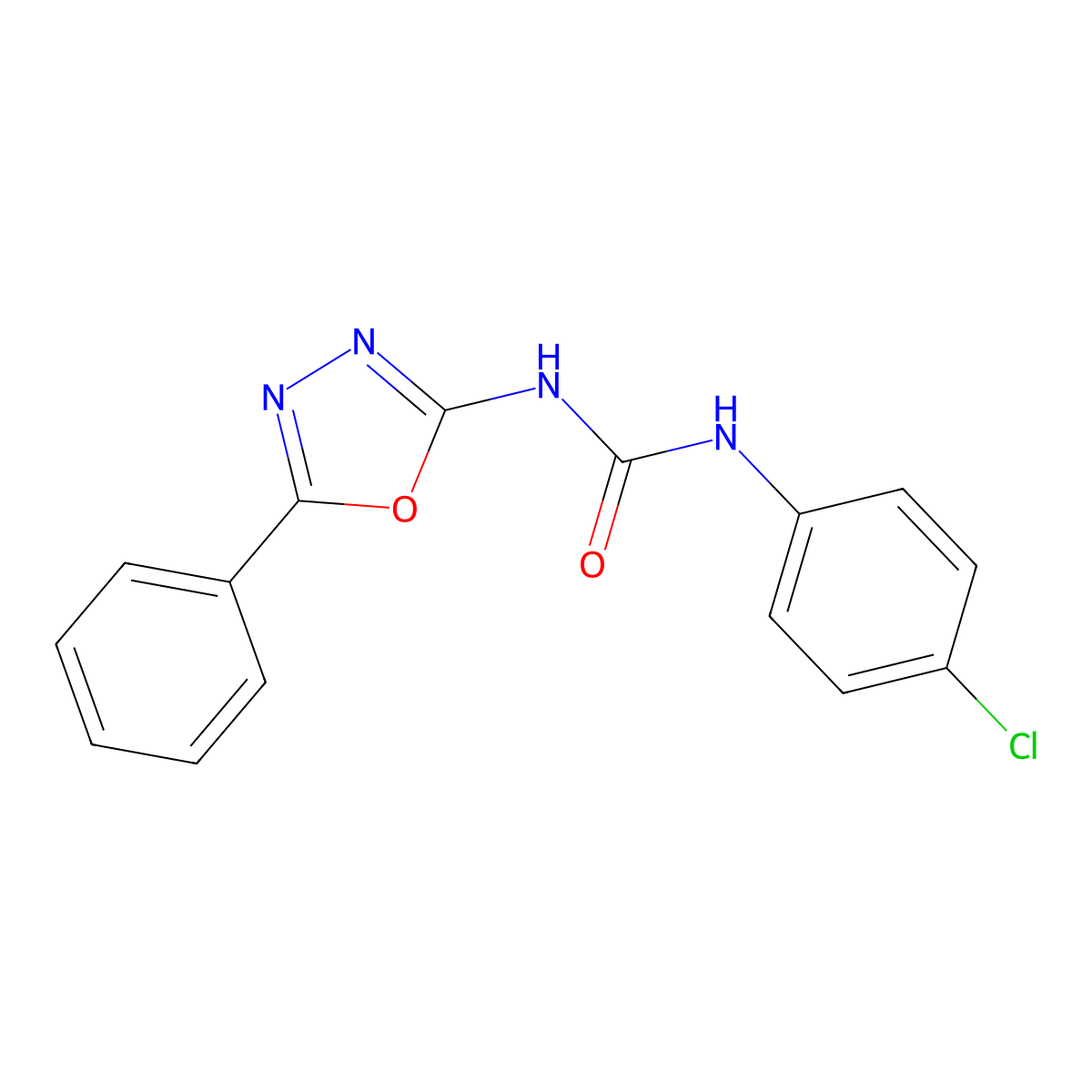 1-(4-Chlorophenyl)-3-(5-phenyl-1,3,4-oxadiazol-2-yl)urea molecular structure, CAS 25306-23-4
