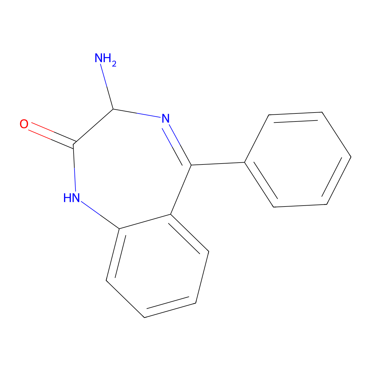 2H-1,4-Benzodiazepin-2-one, 3-amino-1,3-dihydro-5-phenyl-, (3S)- molecular structure, CAS 253135-95-4