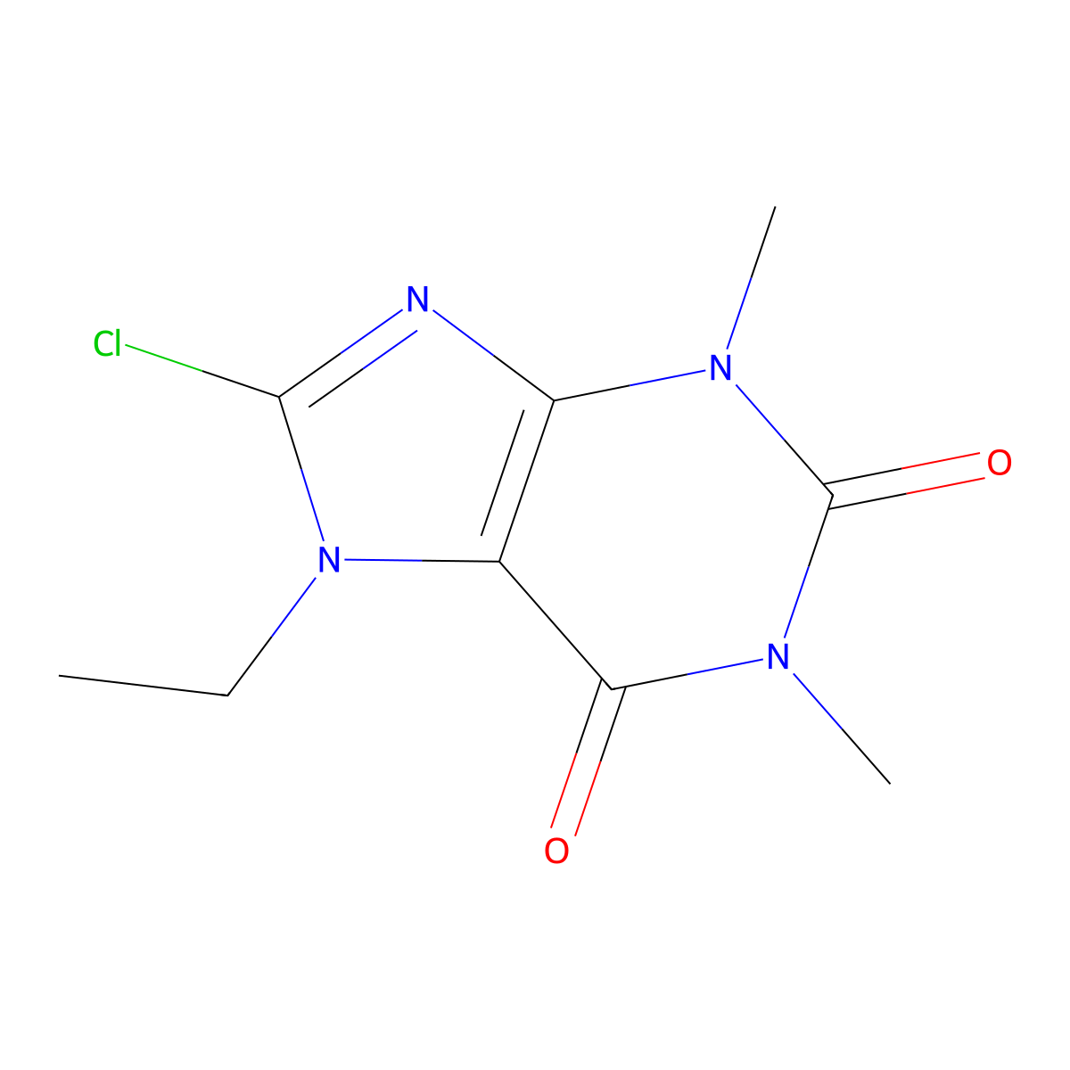 8-chloro-7-ethyl-1,3-dimethyl-3,7-dihydro-1H-purine-2,6-dione molecular structure, CAS 25314-95-8