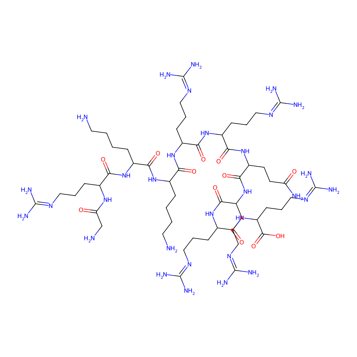 H-Gly-Arg-Lys-Lys-Arg-Arg-Gln-Arg-Arg-Arg-OH molecular structure, CAS 253141-50-3