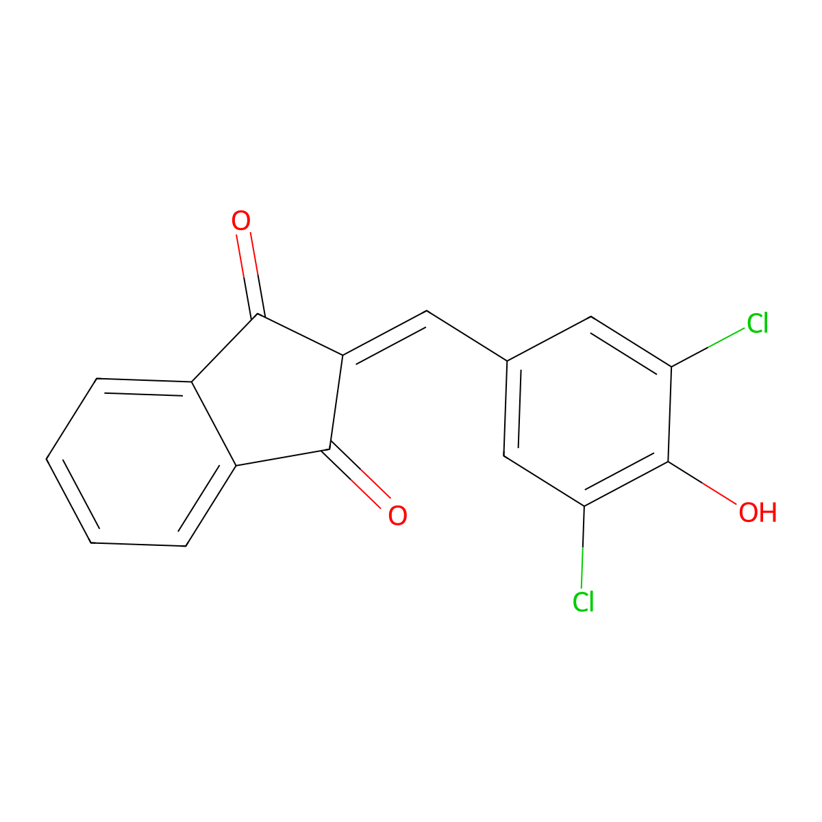 2-(3,5-dichloro-4-hydroxybenzylidene)-1H-indene-1,3(2H)-dione molecular structure, CAS 25315-19-9