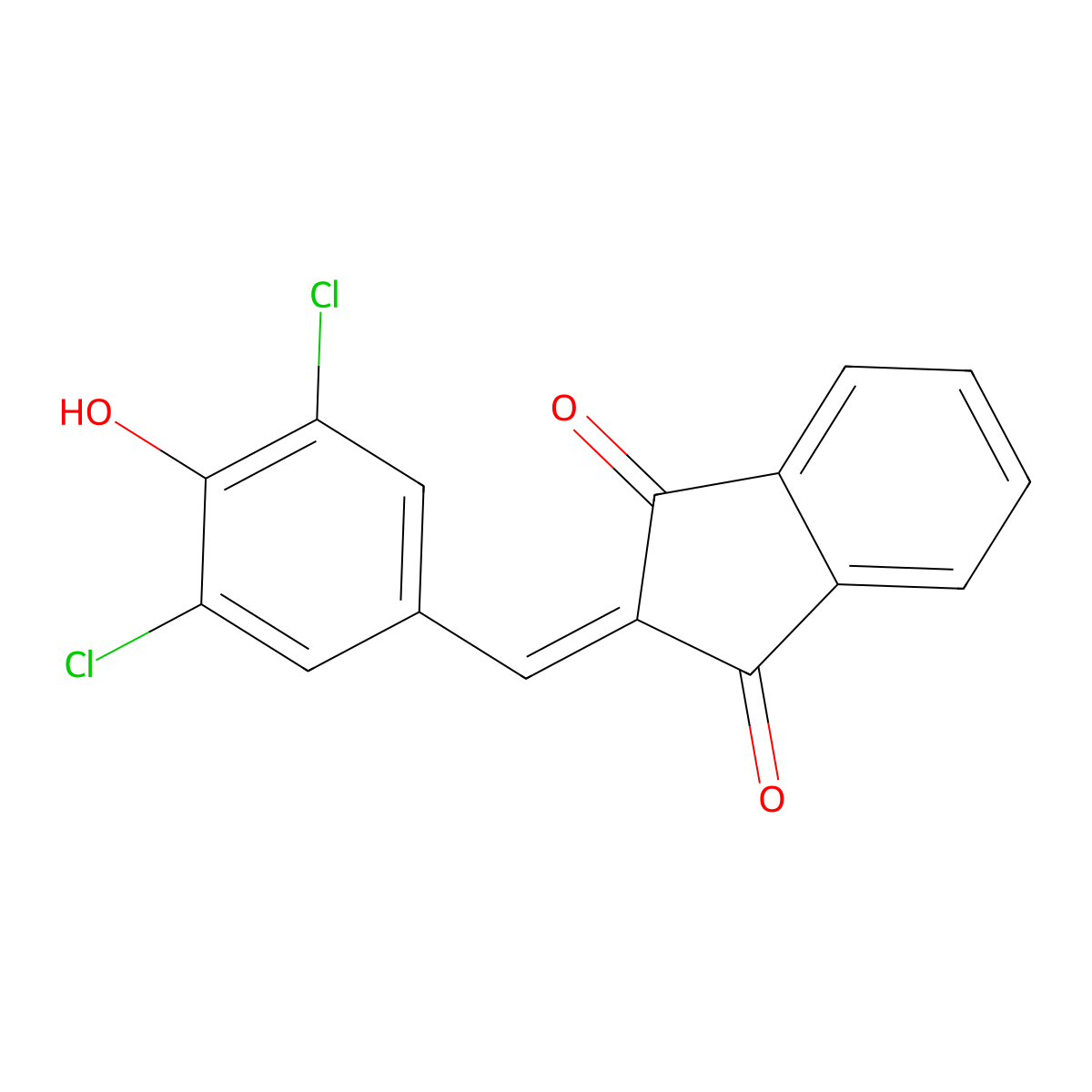 2-(3,5-dichloro-4-hydroxybenzylidene)-1H-indene-1,3(2H)-dione molecular structure, CAS 25315-19-9