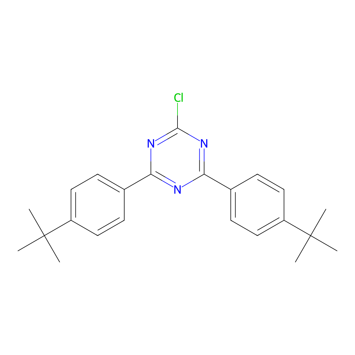 2,4-Bis(4-(tert-butyl)phenyl)-6-chloro-1,3,5-triazine (This product is only available in Japan.) molecular structure, CAS 253158-13-3
