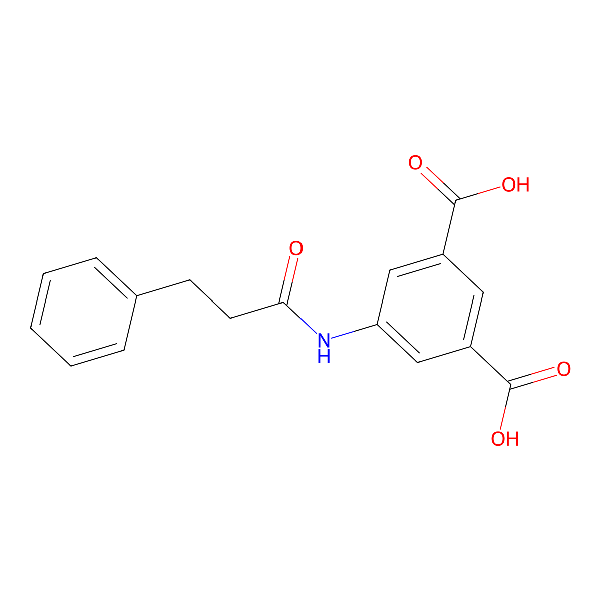 5-[(3-Phenylpropanoyl)amino]benzene-1,3-dicarboxylic acid molecular structure, CAS 253162-25-3