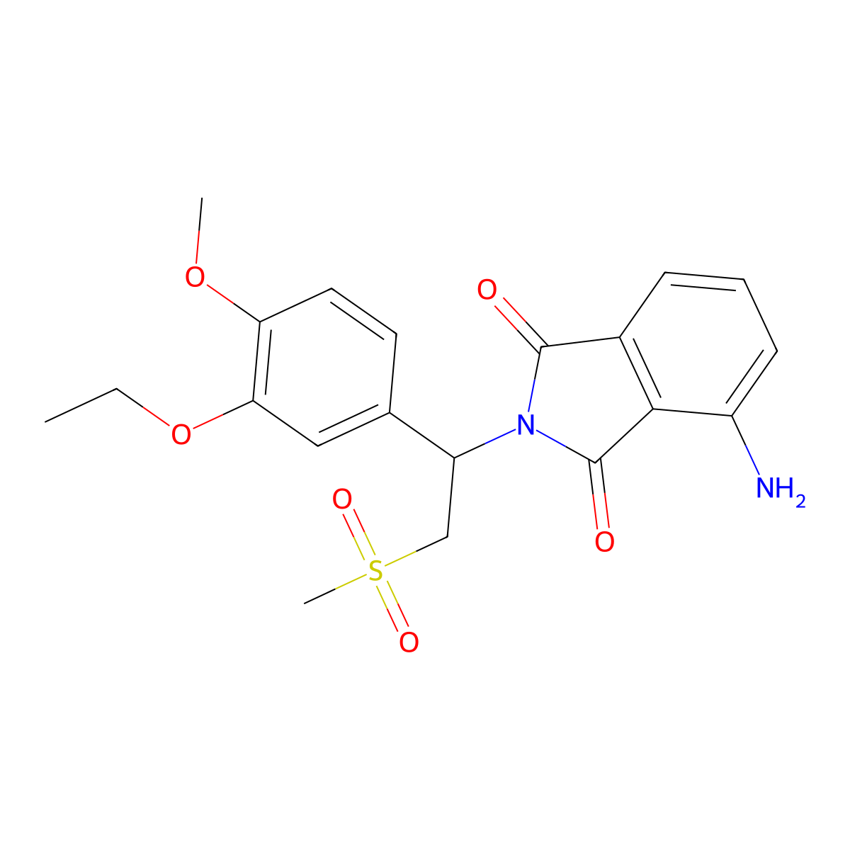 1H-Isoindole-1,3(2H)-dione, 4-amino-2-[(1S)-1-(3-ethoxy-4-methoxyphenyl)-2-(methylsulfonyl)ethyl]- molecular structure, CAS 253168-83-1