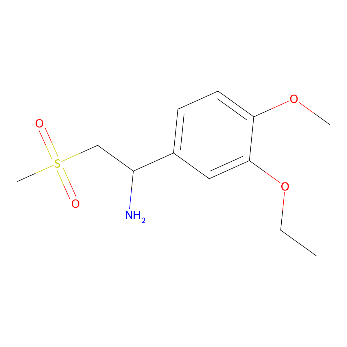 1-(3-Ethoxy-4-methoxy-phenyl)-2-methanesulfonyl-ethylamine molecular structure, CAS 253168-94-4