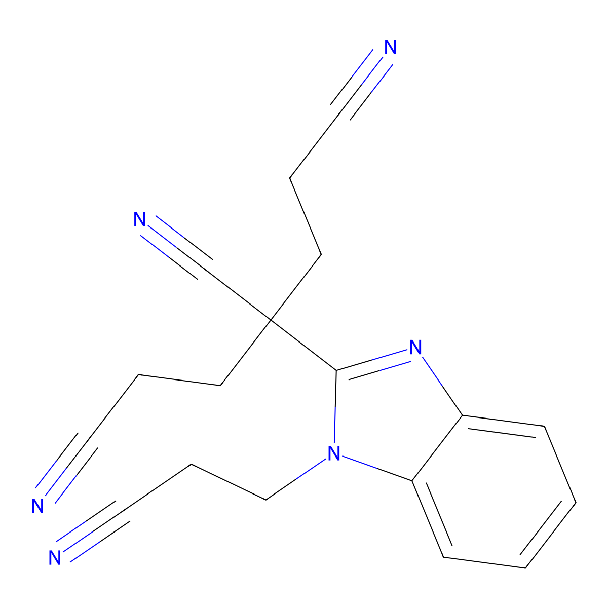 3-[1-(2-Cyanoethyl)benzimidazol-2-yl]pentane-1,3,5-tricarbonitrile molecular structure, CAS 253170-95-5