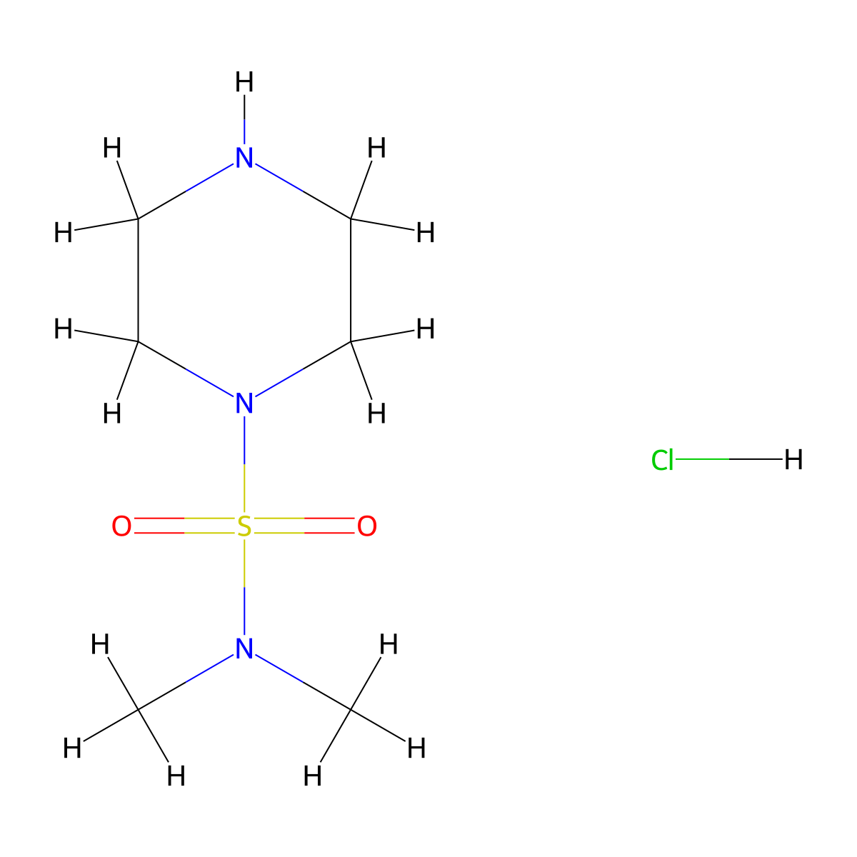 N,N-dimethylpiperazine-1-sulfonamide hydrochloride molecular structure, CAS 253176-46-4