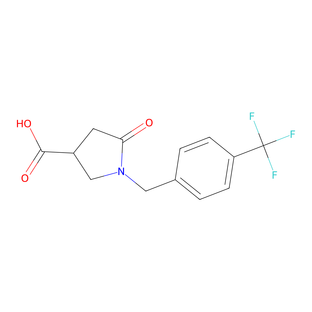 5-Oxo-1-[4-(trifluoromethyl)benzyl]pyrrolidine-3-carboxylic acid molecular structure, CAS 253178-82-4