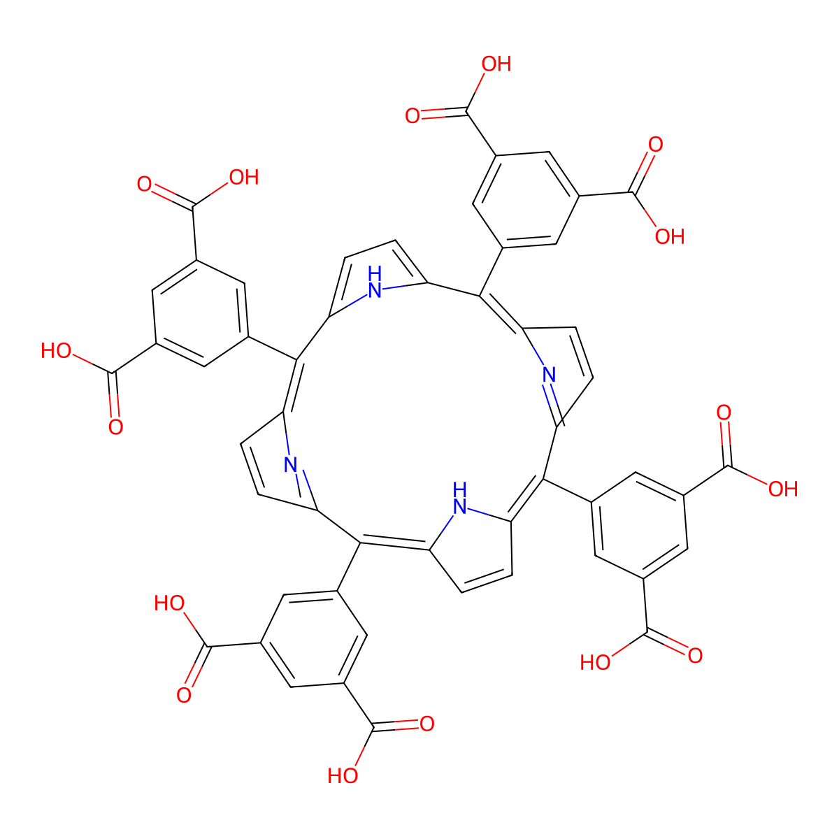 Tetrakis(3,5-dicarboxyphenyl)porphyrin molecular structure, CAS 253195-52-7