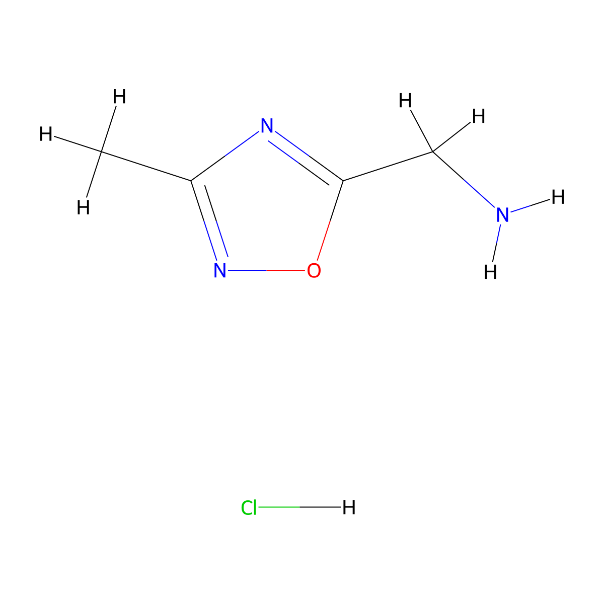(3-Methyl-1,2,4-oxadiazol-5-yl)methanamine hydrochloride molecular structure, CAS 253196-36-0