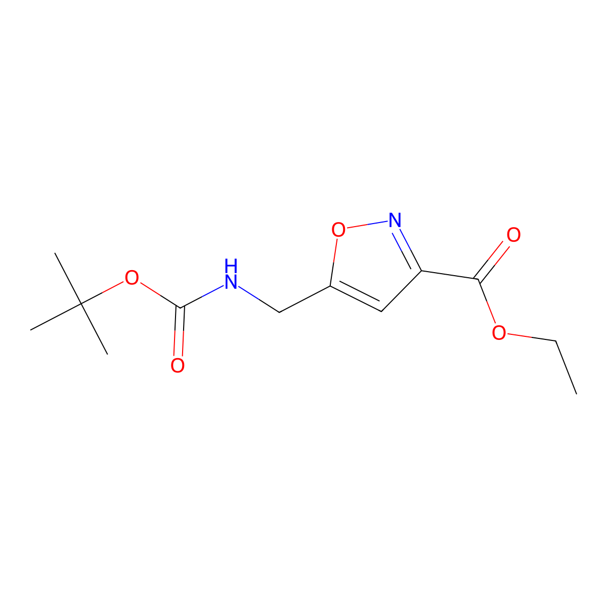 Ethyl 5-(aminomethyl)isoxazole-3-carboxylate, 5-BOC protected molecular structure, CAS 253196-37-1