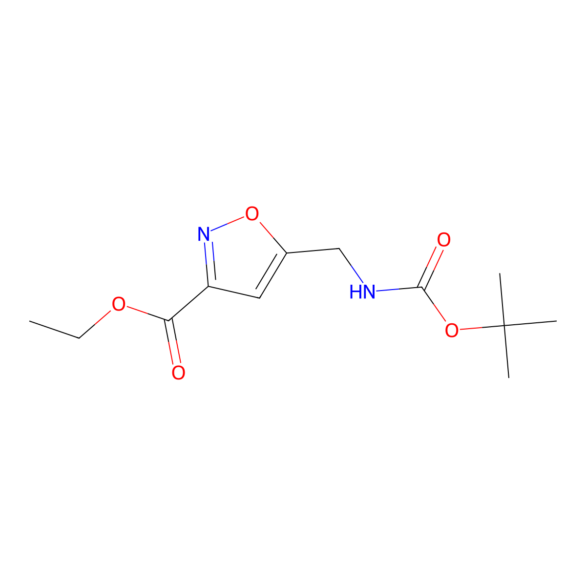 Ethyl 5-(aminomethyl)isoxazole-3-carboxylate, 5-BOC protected molecular structure, CAS 253196-37-1