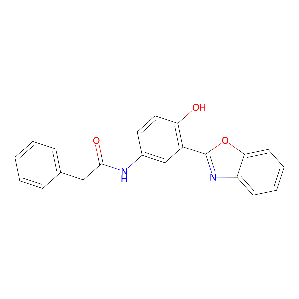 N-[3-(1,3-benzoxazol-2-yl)-4-hydroxyphenyl]-2-phenylacetamide molecular structure, CAS 2532-94-7