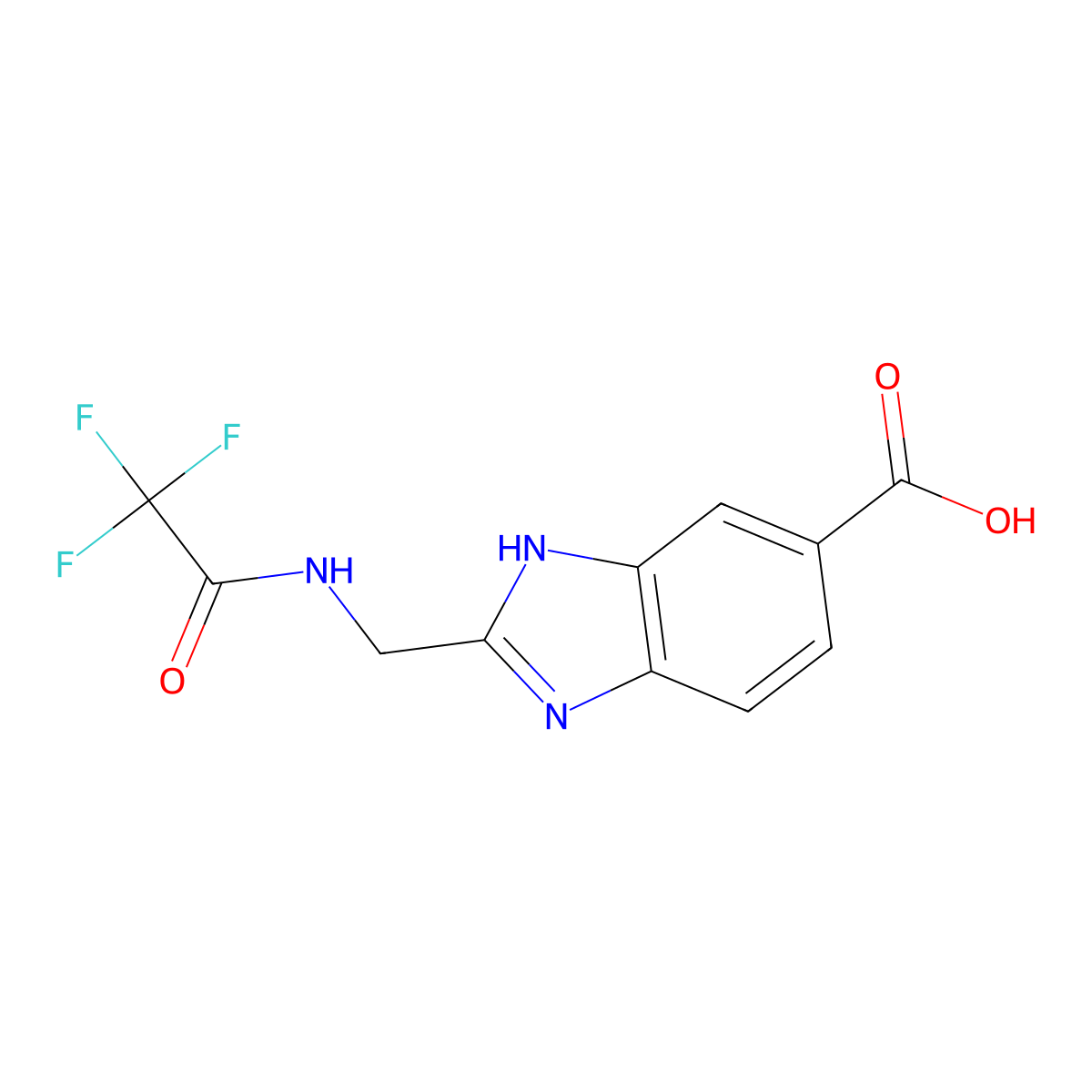 2-[(2,2,2-trifluoroacetamido)methyl]-1H-1,3-benzodiazole-5-carboxylic acid molecular structure, CAS 2532278-16-1