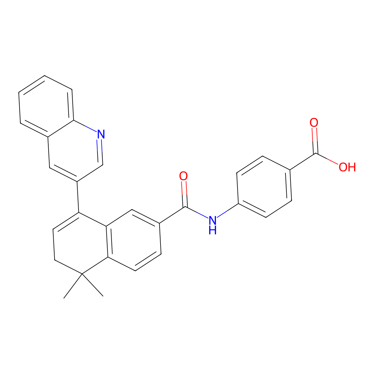 4-(5,6-Dihydro-5,5-dimethyl-8-(quinolin-3-yl)naphthalen-2-carboxamido)benzoic acid molecular structure, CAS 253310-42-8