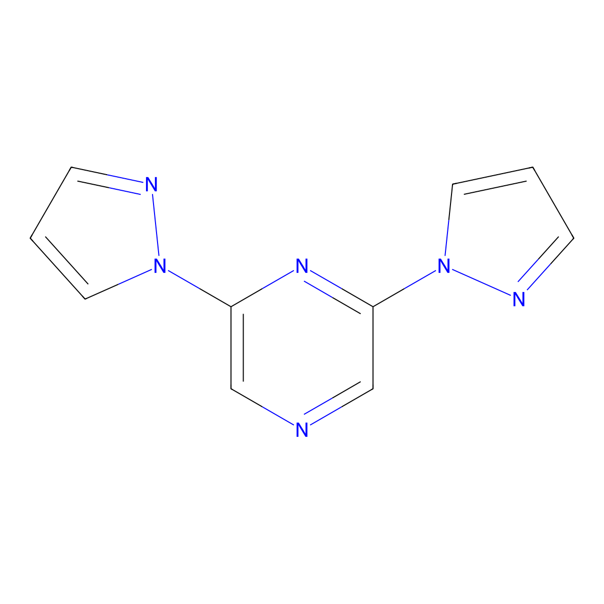 2,6-Bis(1-pyrazolyl)pyrazine molecular structure, CAS 253310-71-3