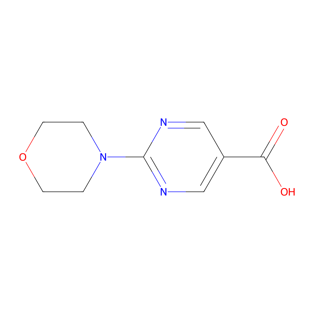 2-(Morpholin-4-yl)pyrimidine-5-carboxylic acid molecular structure, CAS 253315-05-8