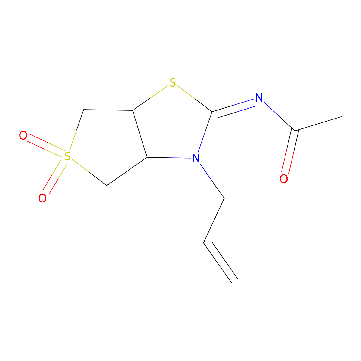 N-[(2Z)-5,5-dioxido-3-(prop-2-en-1-yl)tetrahydrothieno[3,4-d][1,3]thiazol-2(3H)-ylidene]acetamide molecular structure, CAS 253328-60-8