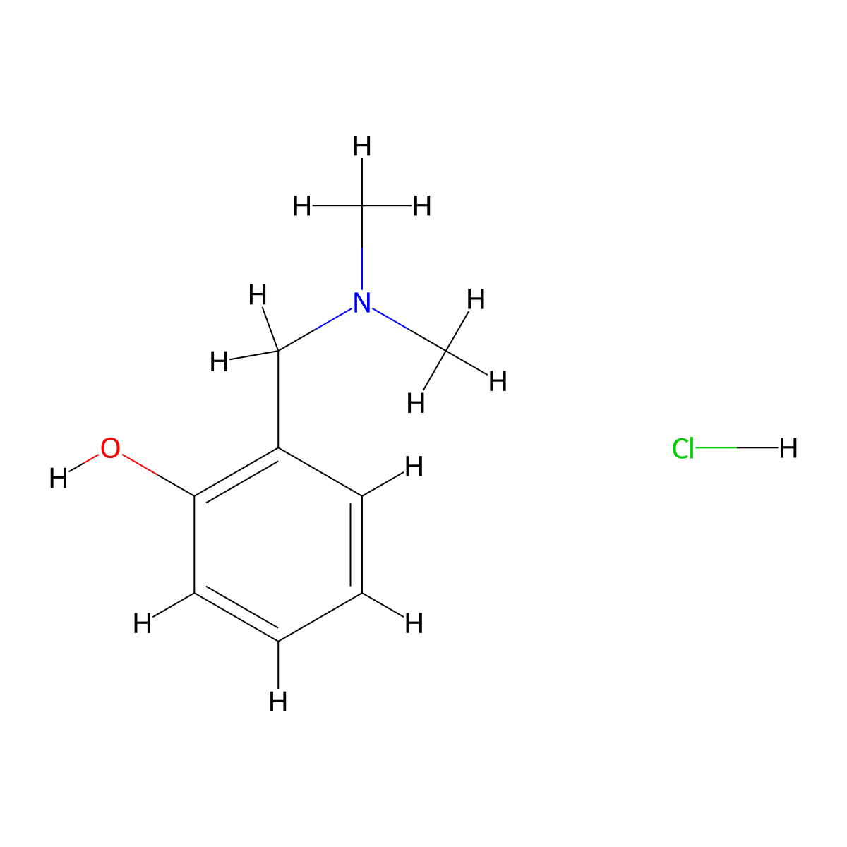 Phenol, ((dimethylamino)methyl)-, hydrochloride (1:1) molecular structure, CAS 25338-54-9