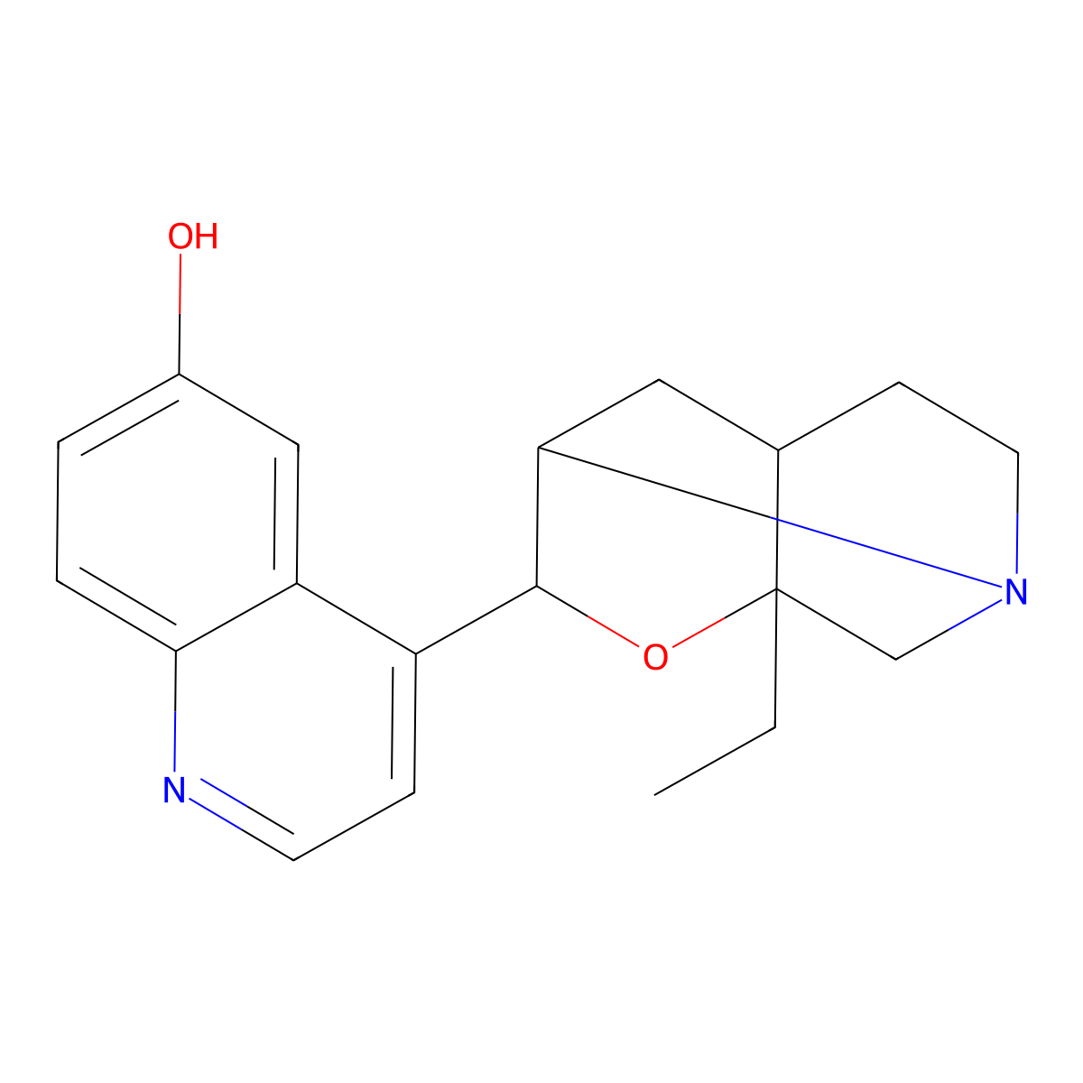 4-((1S,3R,5S,6R,8S)-3-Ethyl-4-oxa-1-azatricyclo[4.4.0.03,8]decan-5-yl)quinolin-6-ol , beta-Isocupreidine molecular structure, CAS 253430-48-7
