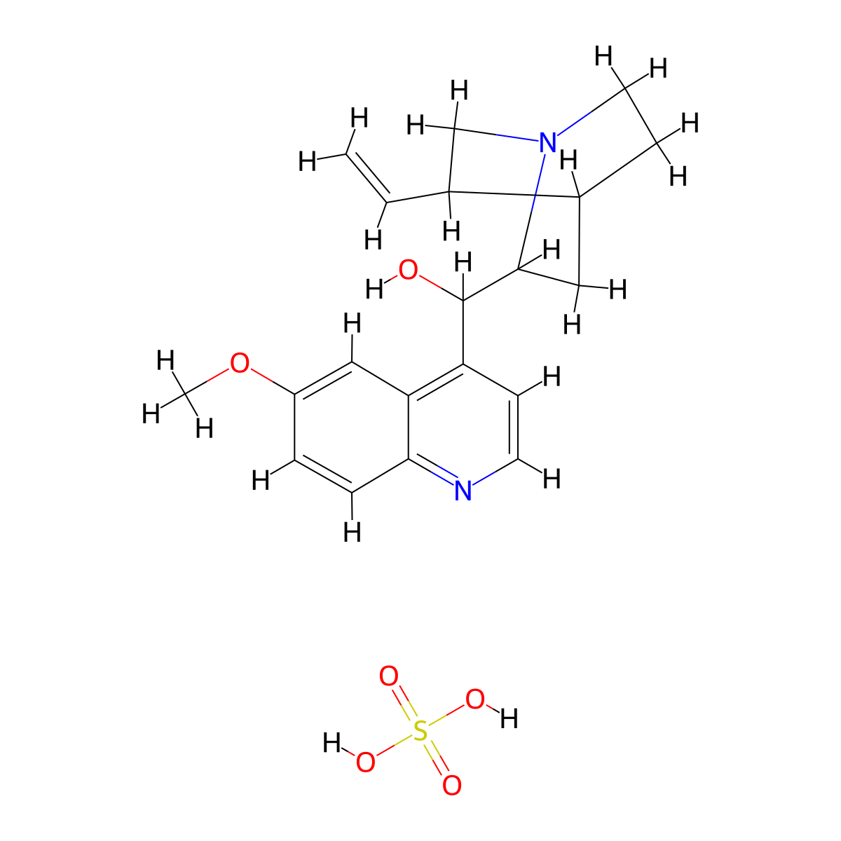 Quinidine monosulfate molecular structure, CAS 25344-86-9