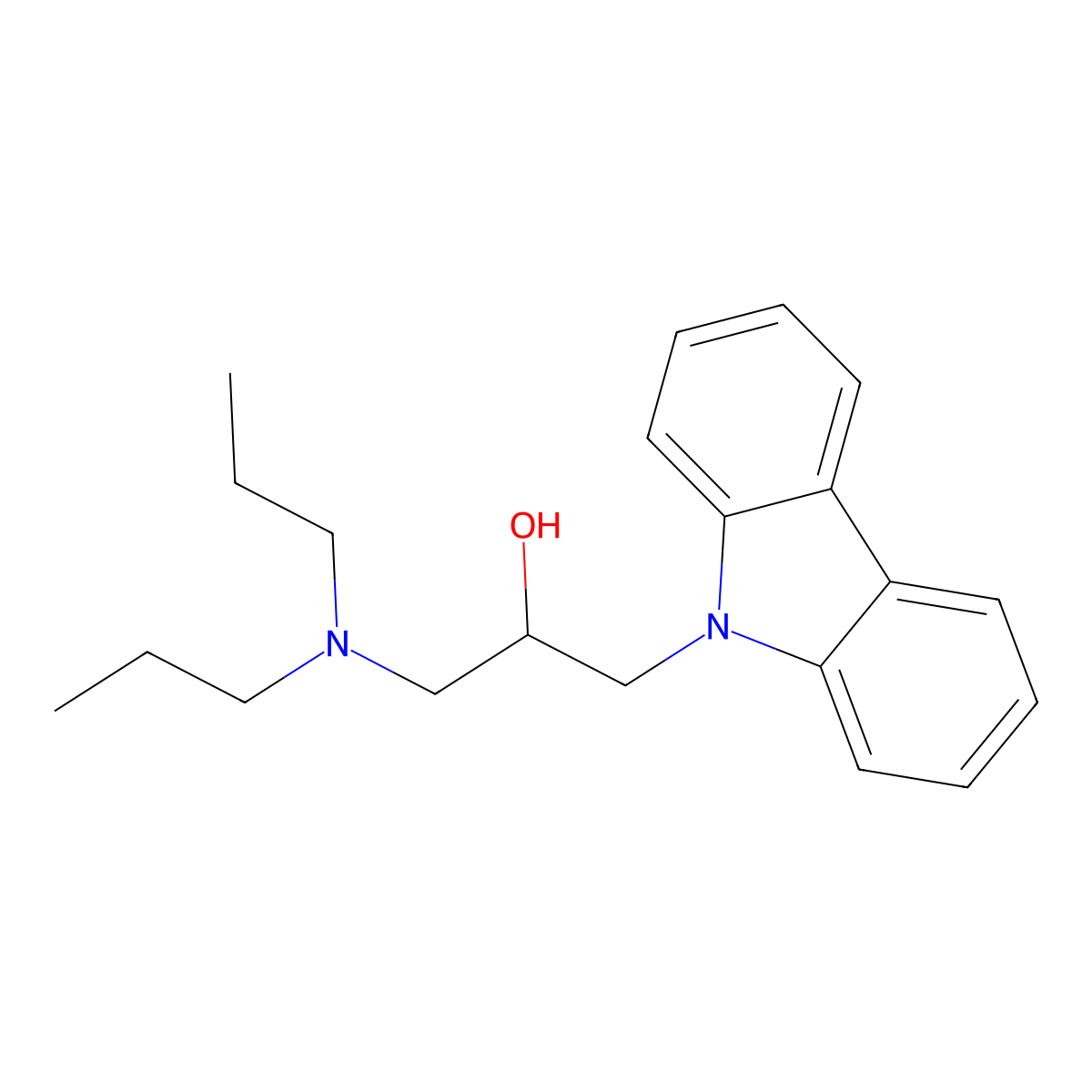 alpha-((Dipropylamino)methyl)-9H-carbazole-9-ethanol molecular structure, CAS 253449-05-7