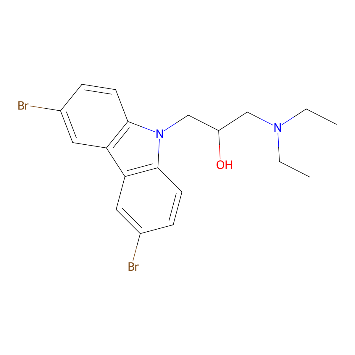 1-(3,6-dibromo-9H-carbazol-9-yl)-3-(diethylamino)propan-2-ol molecular structure, CAS 253449-06-8