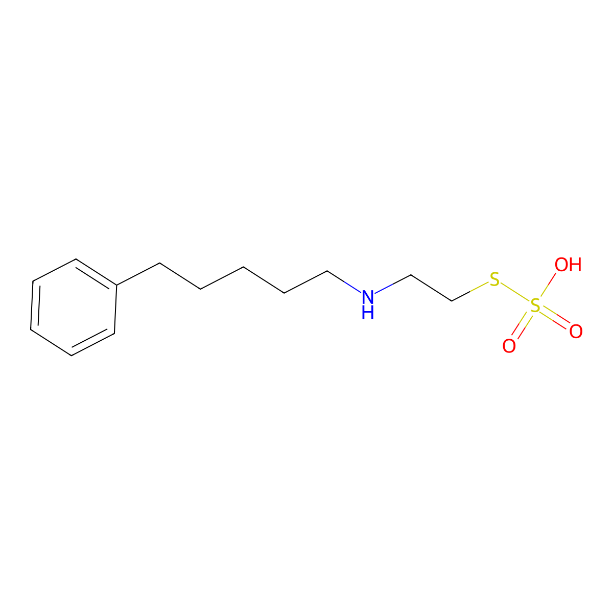 Ethanethiol, 2-(5-phenylpentyl)amino-, hydrogen sulfate (ester) molecular structure, CAS 25350-46-3