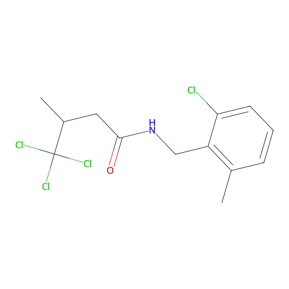 4,4,4-trichloro-N-[(2-chloro-6-methylphenyl)methyl]-3-methylbutanamide molecular structure, CAS 253586-43-5