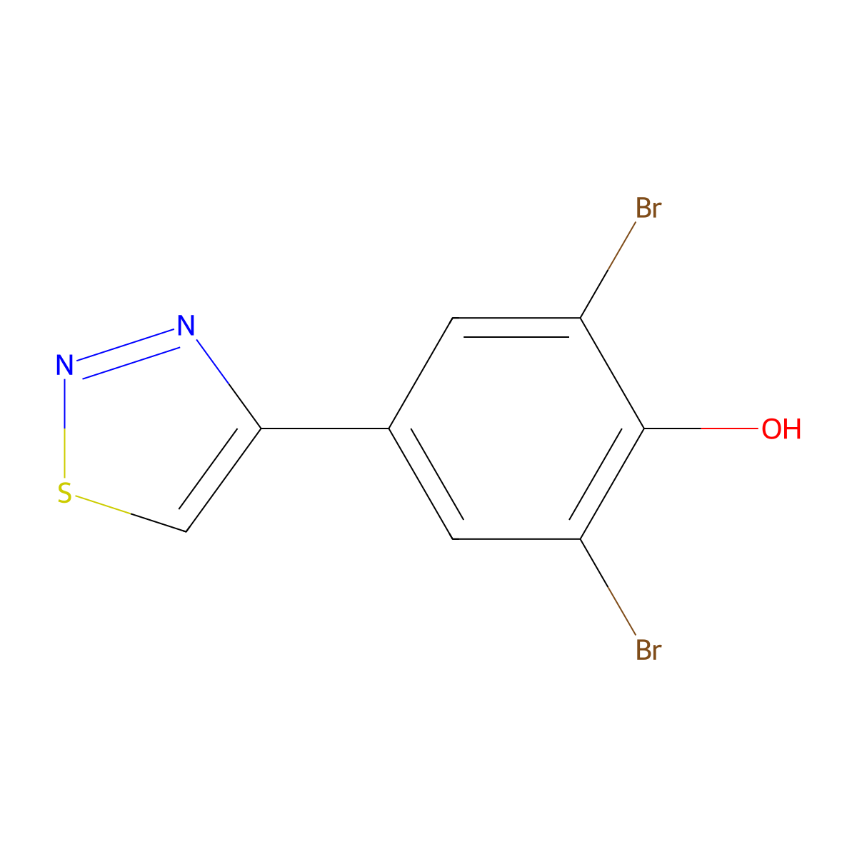 2,6-Dibromo-4-(1,2,3-thiadiazol-4-yl)phenol molecular structure, CAS 253586-54-8