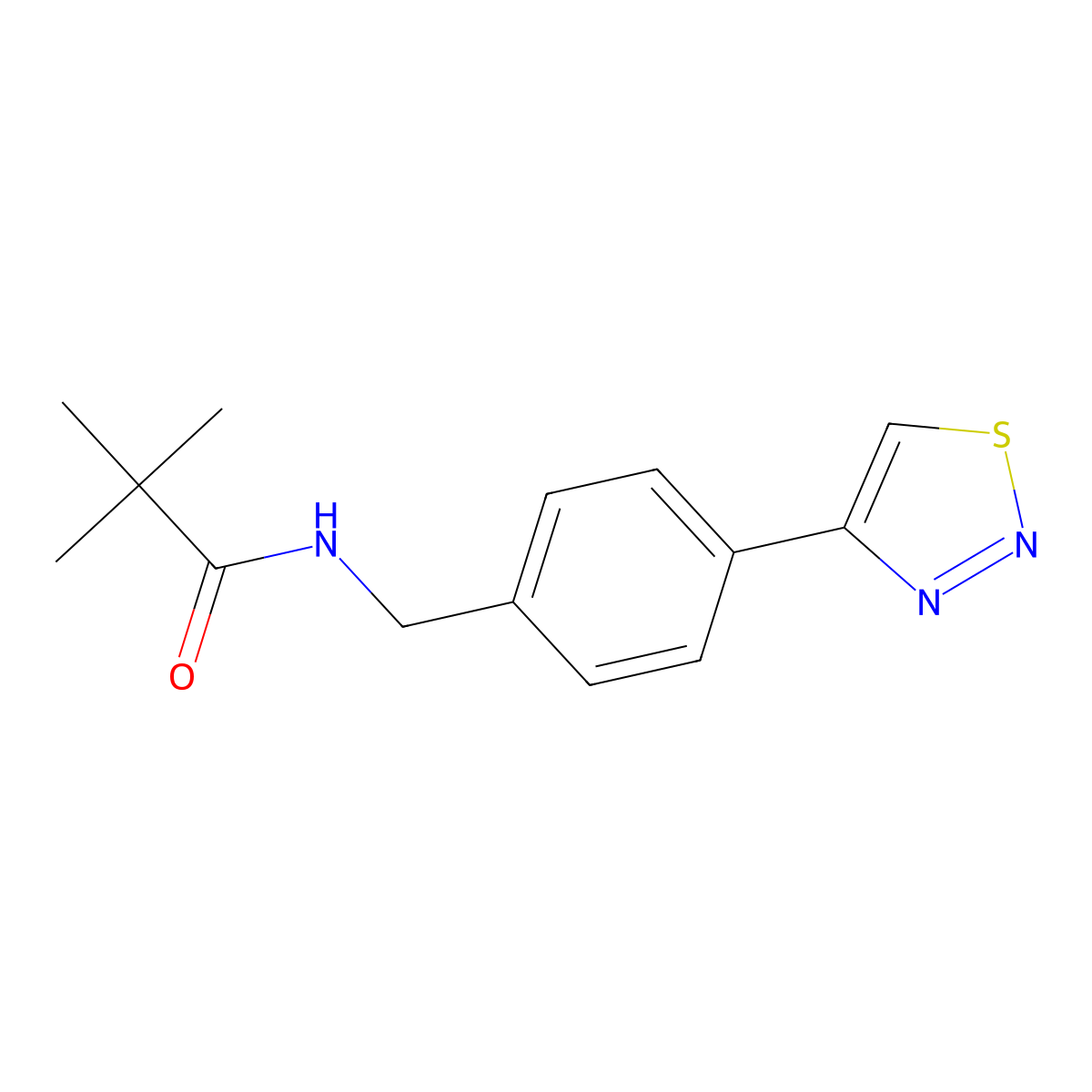 2,2-Dimethyl-N-[[4-(1,2,3-thiadiazol-4-yl)phenyl]methyl]propanamide molecular structure, CAS 253586-56-0