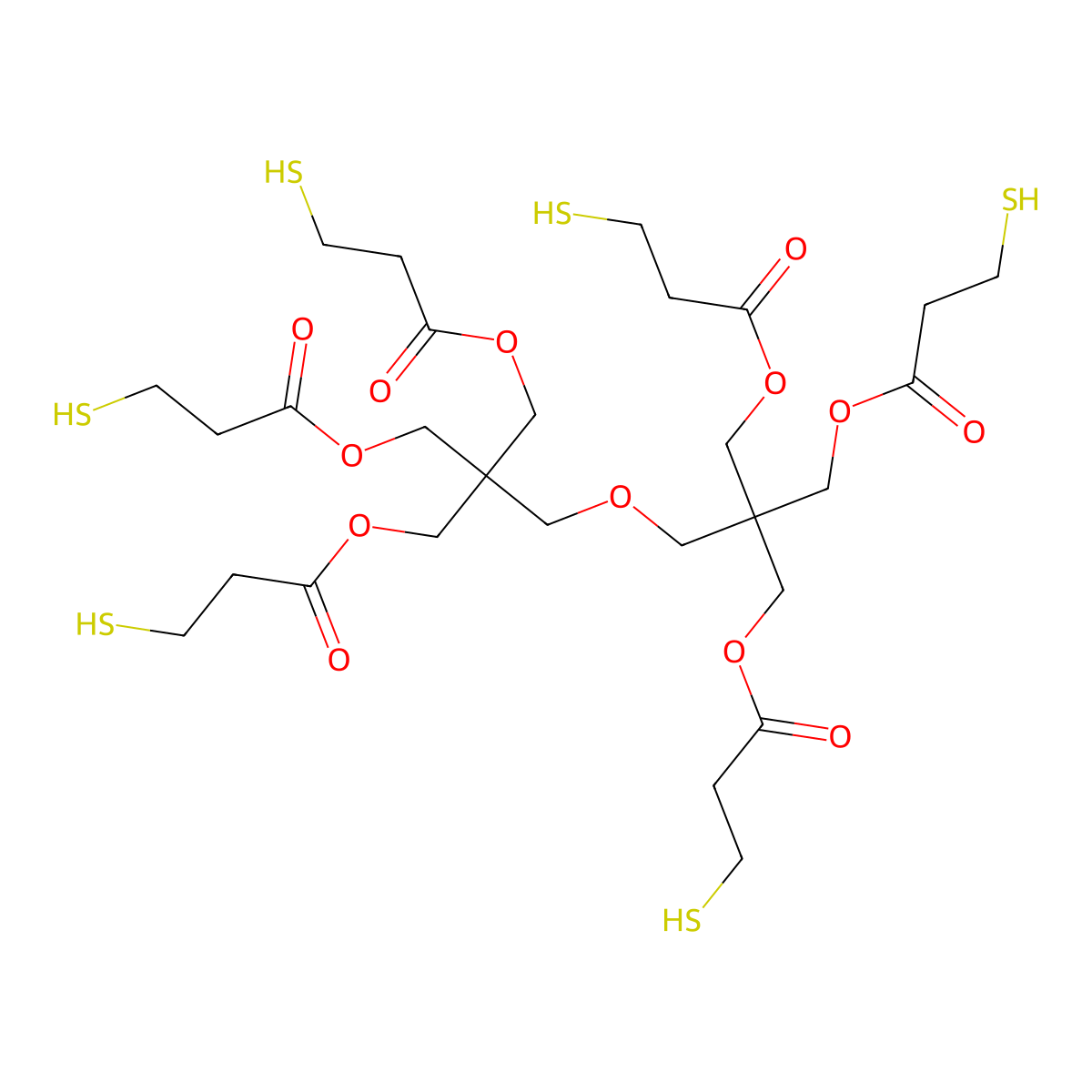 2-((3-(3-Mercapto-1-oxopropoxy)-2,2-bis((3-mercapto-1-oxopropoxy)methyl)propoxy)methyl)-2-((3-mercapto-1-oxopropoxy)methyl)propane-1,3-diyl bis(3-mercaptopropionate) molecular structure, CAS 25359-71-1
