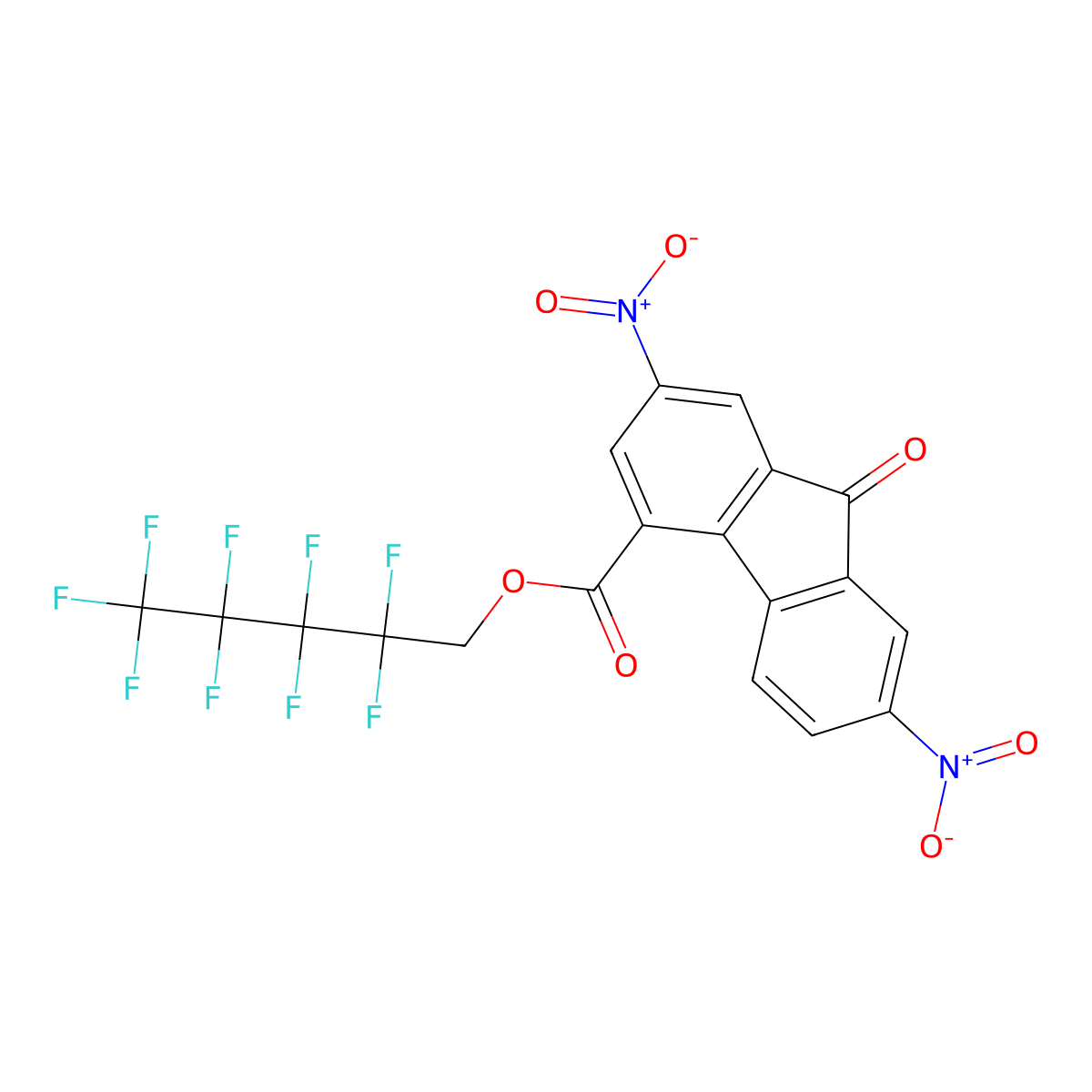 2,2,3,3,4,4,5,5,5-nonafluoropentyl 2,7-dinitro-9-oxo-9H-fluorene-4-carboxylate molecular structure, CAS 253605-68-4